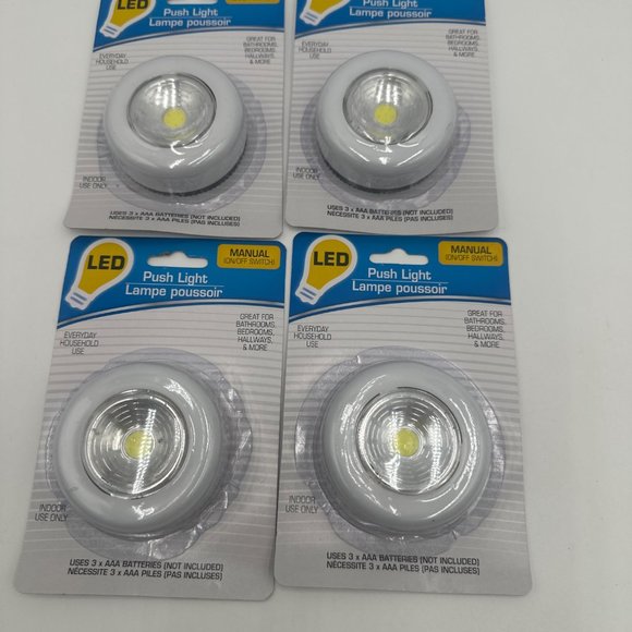 Lot Of 4 LED Night Light Push Stick On Wireless Closet Cordless Battery Operated - Picture 10 of 11